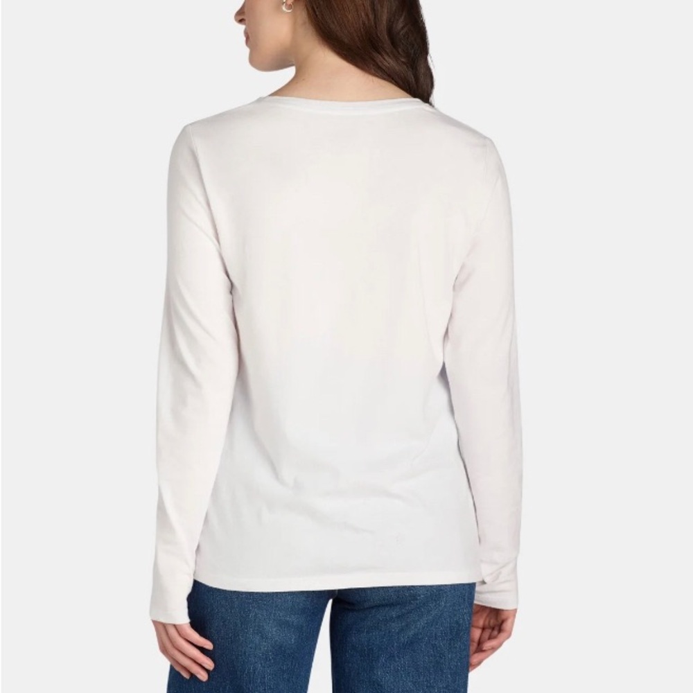 TIME and TRU Womens Long Sleeved Crew Neck T-Shirt White Size XL 14-16 New - Picture 2 of 8